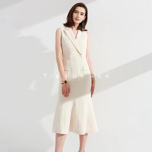 TL015米色/TL014藏青色鱼尾西装裙 商品图1