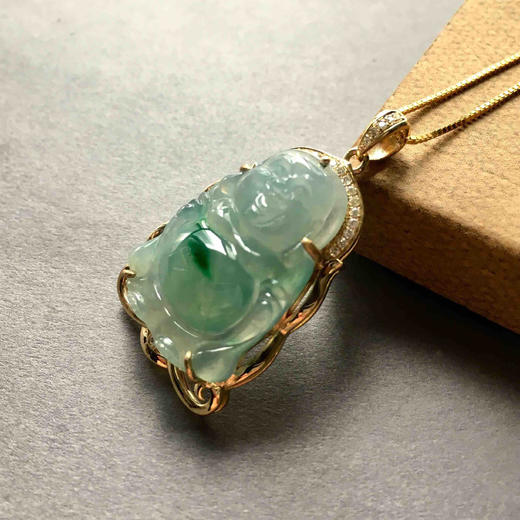 冰种飘阳绿翡翠站佛 商品图1