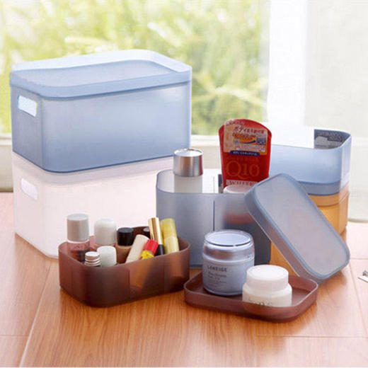 日式桌面塑料收纳盒6个 无印良品同款磨砂化妆收纳盒2个 商品图7