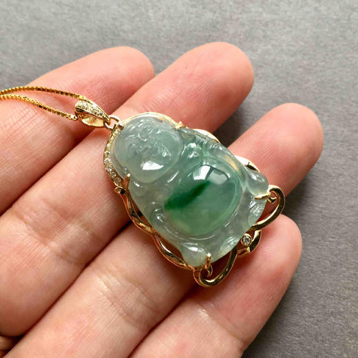冰种飘阳绿翡翠站佛 商品图6