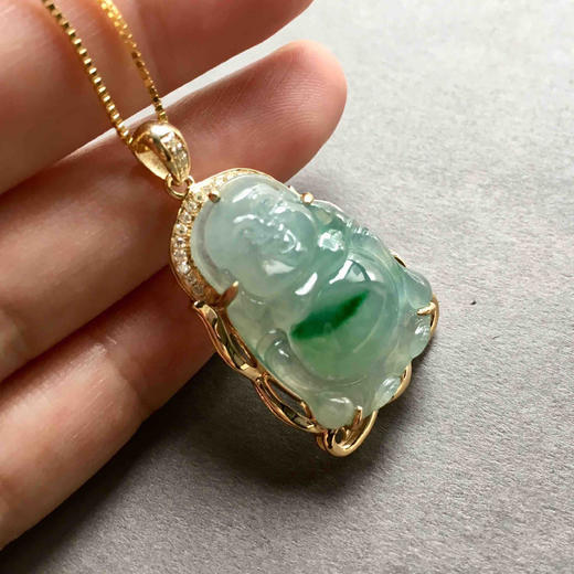 冰种飘阳绿翡翠站佛 商品图7