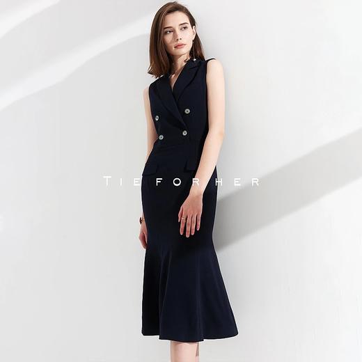 TL015米色/TL014藏青色鱼尾西装裙 商品图2
