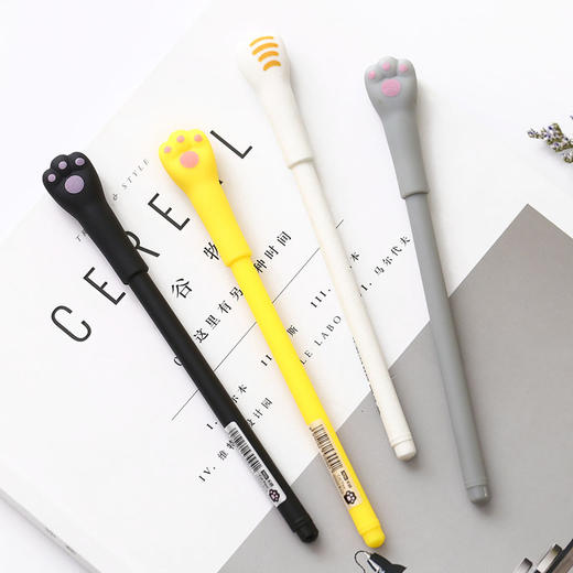 三年二班猫爪中性笔05mm可爱卡通学生黑色水笔碳素笔学生文具