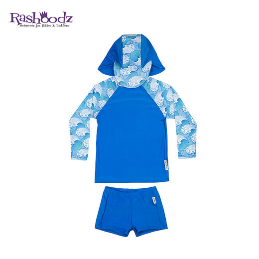 澳大利亚进口Rashoodz 儿童长袖带帽防晒分体沙滩衣泳衣 商品图0