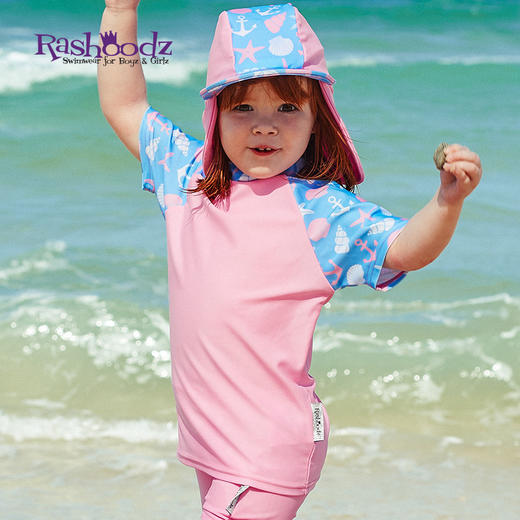 澳大利亚进口Rashoodz   儿童短袖带帽防晒分体泳衣沙滩衣 商品图0