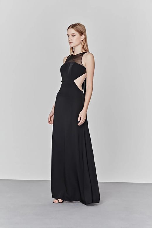 Atelier Miss Lu/ Cate-黑色腰部镂空挖背长礼服 商品图2