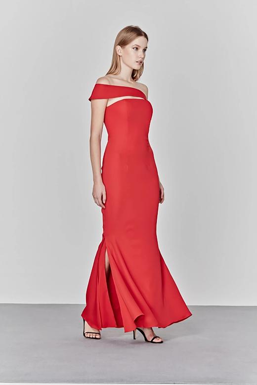 Atelier Miss Lu/ Rosie-红色斜肩鱼尾长礼服 商品图5