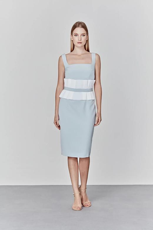 Atelier Miss Lu/ Ruth-浅蓝方领束腰小礼服 商品图4