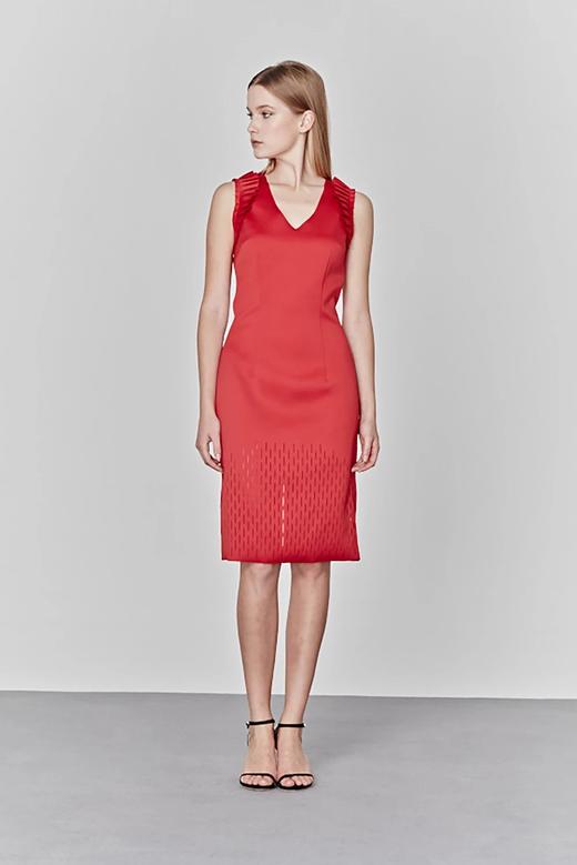 Atelier Miss Lu/ Salome-红色肩部褶饰小礼服 商品图5