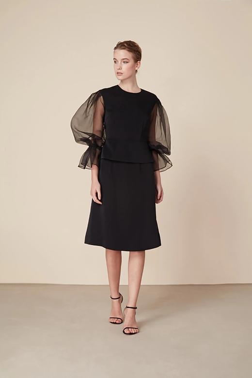 Atelier Miss Lu /  Ophelia-黑色欧根纱蓬袖连身裙 商品图2