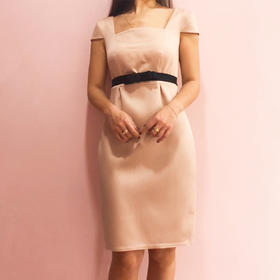 Atelier Miss Lu/ Nina-香槟方领收腰连身裙