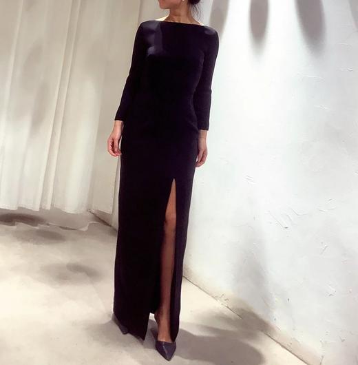 Atelier Miss Lu/ Wanda - 黑色露背开衩长礼服 商品图0