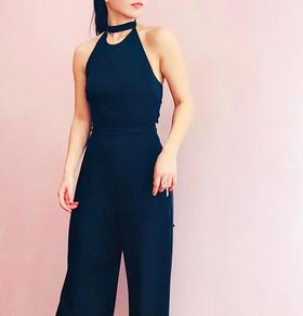 AtelierMissLu / Alexis-黑色挂脖露背连体裤