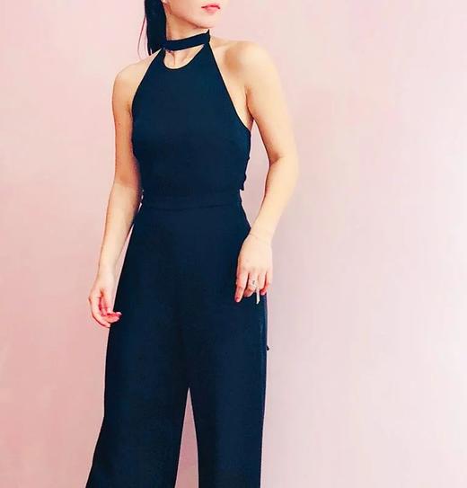 AtelierMissLu / Alexis-黑色挂脖露背连体裤 商品图0