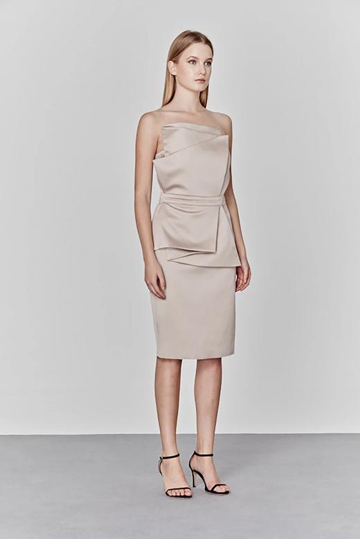 Atelier Miss Lu/ Candice-香槟色抹胸蝴蝶结饰小礼服 商品图2