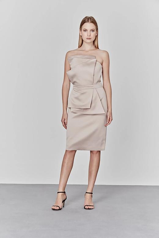 Atelier Miss Lu/ Candice-香槟色抹胸蝴蝶结饰小礼服 商品图3