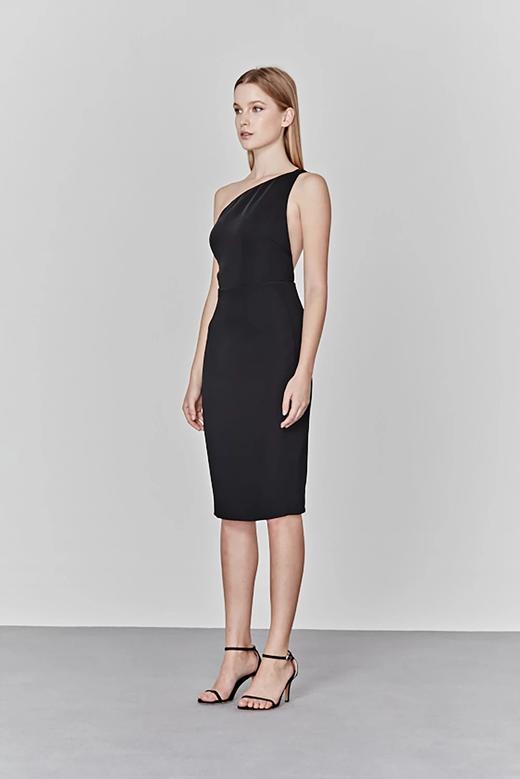 Atelier Miss Lu/ Teresa- 黑色斜肩露背小礼服 商品图4