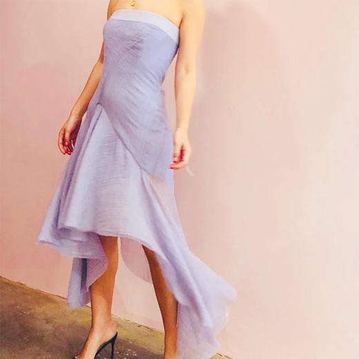 Atelier Miss Lu / Aurora-薰衣草紫不规则裙摆抹胸裙 商品图0
