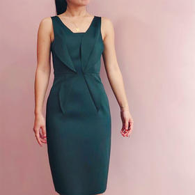 AtelierMissLu / Gemma-墨绿褶皱连身裙