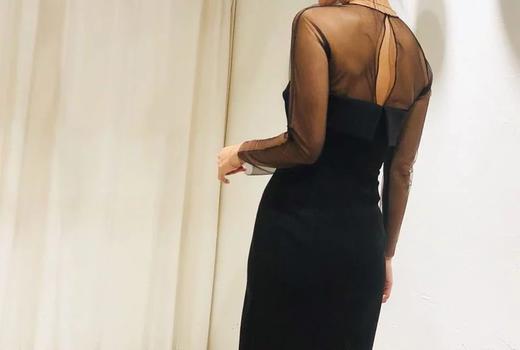 AtelierMissLu / Rosalind-黑色欧根纱翻折抹胸小礼服 商品图3