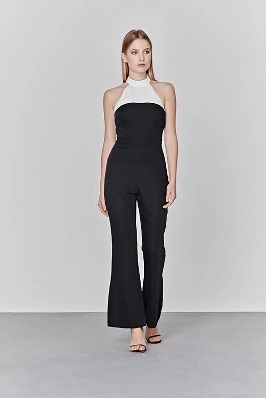 Atelier Miss Lu/ Enid-黑白飘带露背微喇连体裤 商品图4