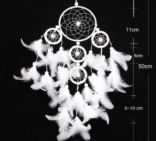 【家居摆件】印第安五环纯白羽毛捕梦网家居挂饰 商品图1