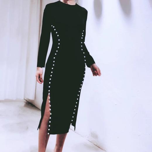 Atelier Miss Lu / Emma-黑色珍珠开衩连身裙 商品图1