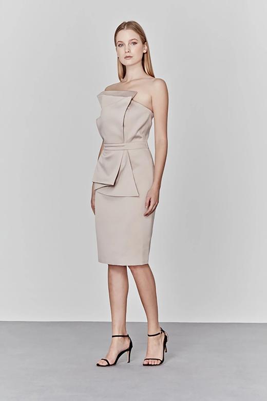 Atelier Miss Lu/ Candice-香槟色抹胸蝴蝶结饰小礼服 商品图1