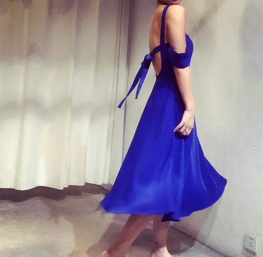 Atelier Miss Lu/ Pamela-宝蓝色露背系带连身裙 商品图1