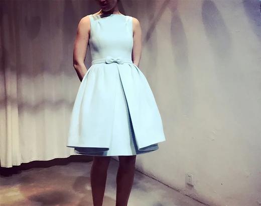 Atelier Miss Lu / Nancy - 浅青蝴蝶结羊绒连身裙 商品图2