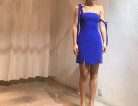 Atelier Miss Lu/ Janet-宝蓝露背系带连身裙