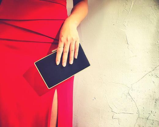 Atelier Miss Lu/ Abigail - 红色露侧腰开衩长礼服裙 商品图4