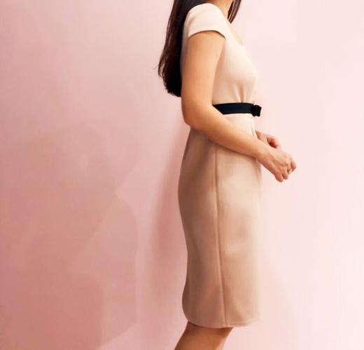 Atelier Miss Lu/ Nina-香槟方领收腰连身裙 商品图1