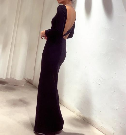 Atelier Miss Lu/ Wanda - 黑色露背开衩长礼服 商品图4