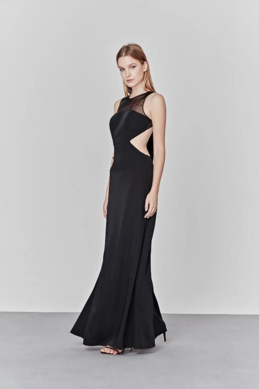 Atelier Miss Lu/ Cate-黑色腰部镂空挖背长礼服 商品图3