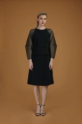 Atelier Miss Lu / Novia - 黑色欧根纱廓形连身裙