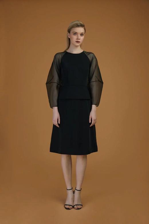 Atelier Miss Lu / Novia - 黑色欧根纱廓形连身裙 商品图0