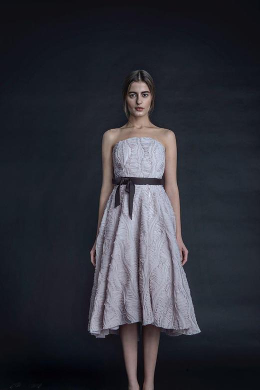 Atelier Miss Lu/ Ann-烟熏紫系带抹胸蓬裙 商品图0