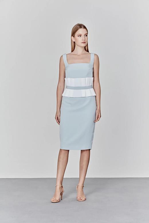 Atelier Miss Lu/ Ruth-浅蓝方领束腰小礼服 商品图3