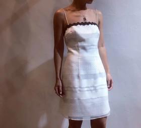 Atelier Miss Lu/ Mable-白色透视感波浪边吊带裙