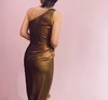 AtelierMissLu / Yolanda-金色斜肩褶皱开衩连身裙 商品缩略图2