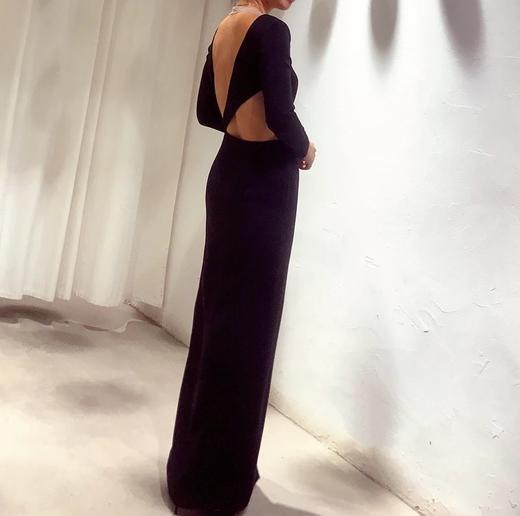 Atelier Miss Lu/ Wanda - 黑色露背开衩长礼服 商品图3