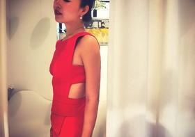 Atelier Miss Lu/ Abigail - 红色露侧腰开衩长礼服裙