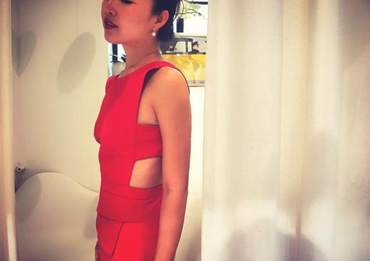 Atelier Miss Lu/ Abigail - 红色露侧腰开衩长礼服裙 商品图0