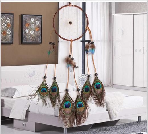 【家居摆件】熏蒸孔雀毛 捕梦网家居装饰挂件 商品图4