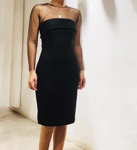 AtelierMissLu / Rosalind-黑色欧根纱翻折抹胸小礼服