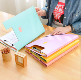 【办公室用品】爱动物影子多功能A4资料夹绑带文件夹