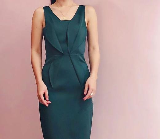 AtelierMissLu / Gemma-墨绿褶皱连身裙 商品图2