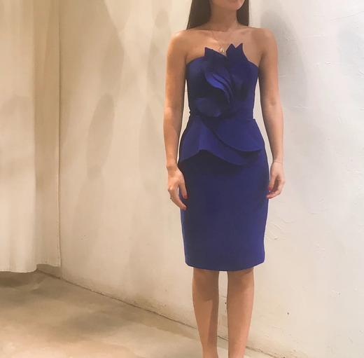 Atelier Miss Lu / Zora-宝蓝花朵装饰修身小礼服 商品图0