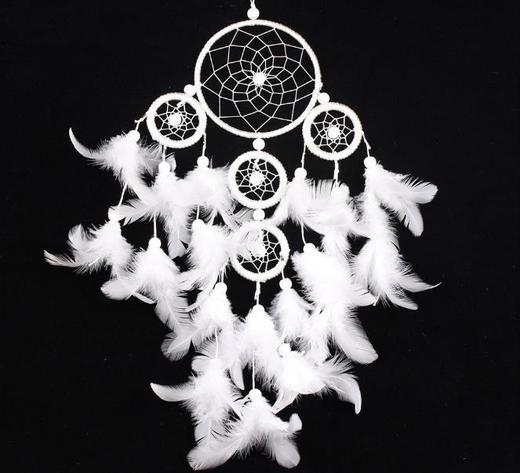 【家居摆件】印第安五环纯白羽毛捕梦网家居挂饰 商品图5